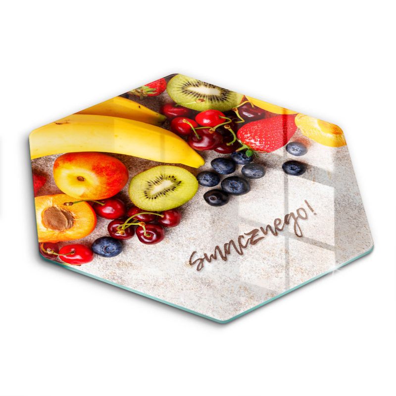 Szklana deska do krojenia Wallfluent h40 cm Owoce, Napis: Smacznego 1 szt.
