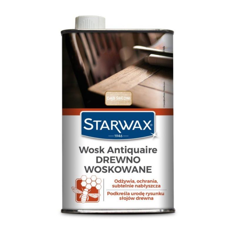 Wosk płynny do drewna Starwax, dąb średni, odżywia, chroni i nabłyszcza 0.5 L