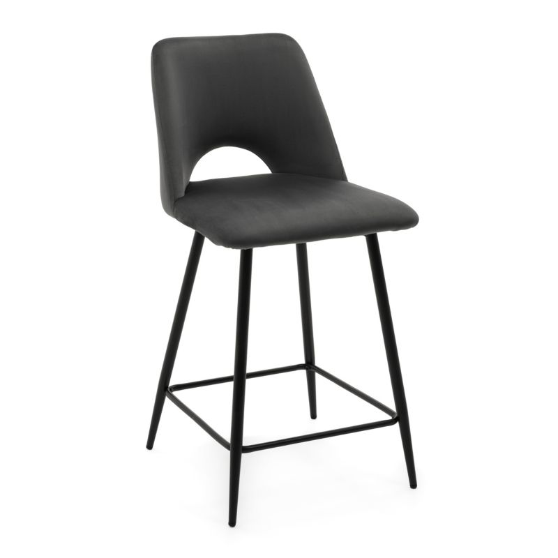 Hoker barowy tapicerowany New Home ORO szary welurowy 1 szt.