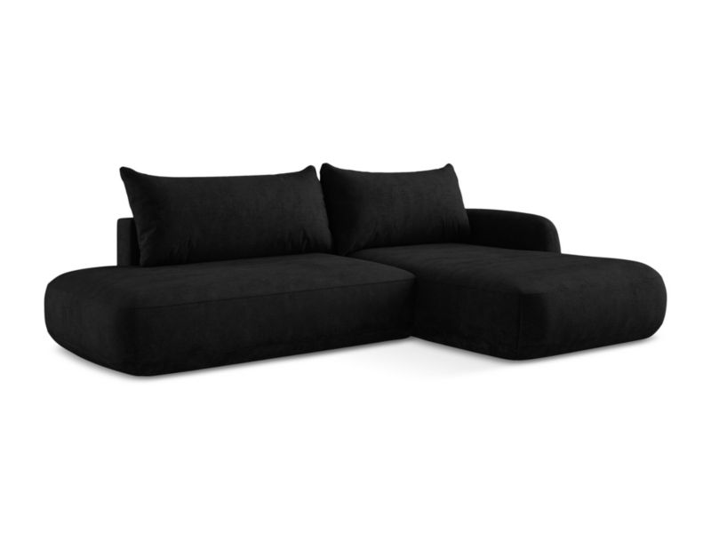 Narożnik prawostronny z funkcją spania LaMiaSofa Amalfi z tkaniny szenilowej 300x190 cm czarny 1 szt.