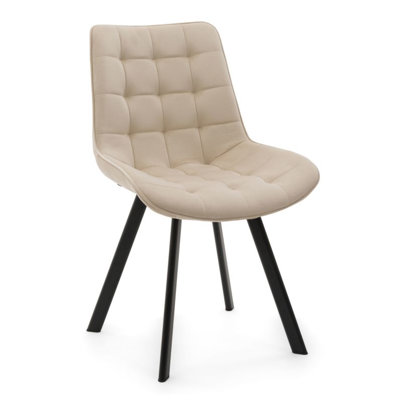 Krzesło tapicerowane New Home TORI beżowe welurowe pikowane 1 szt.