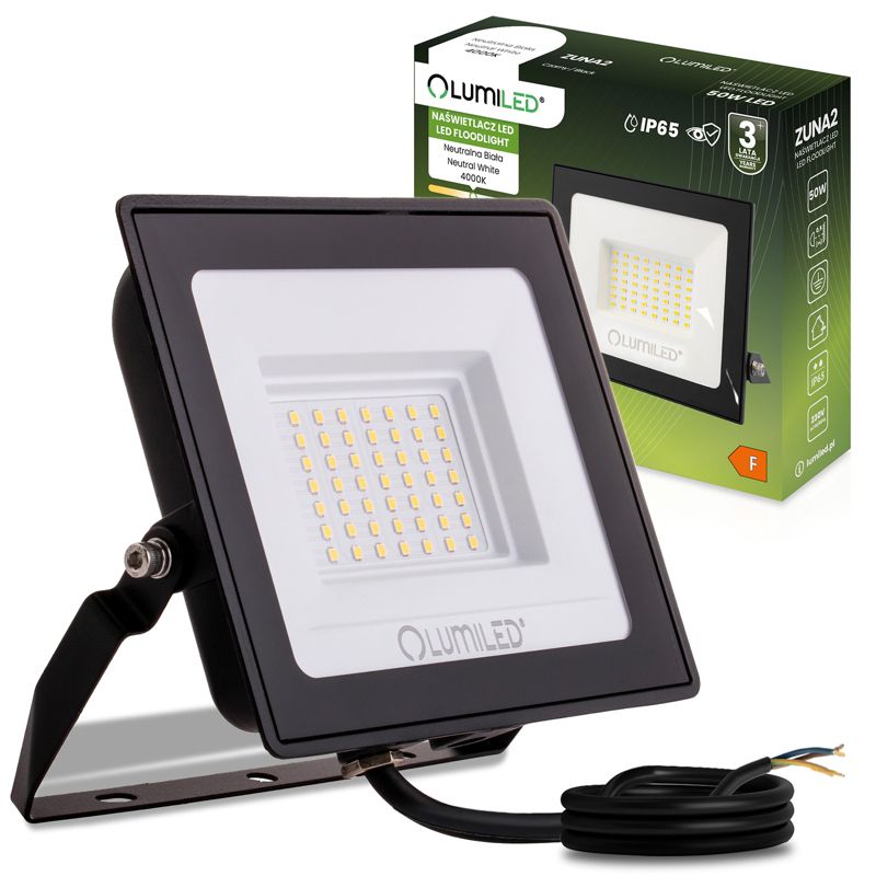 Naświetlacz LED Lumiled 50W 4500lm 4000K IP65 Czarny 1 szt.