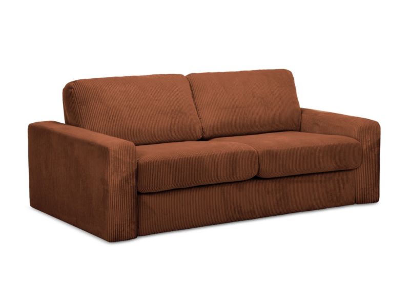 Kanapa 3-osobowa z funkcją spania LaMiaSofa COMO z tkaniny sztruksowej 195x100 cm terakota 1 szt.