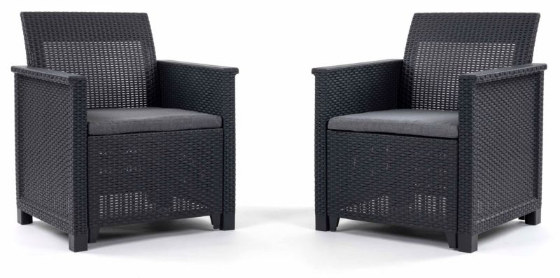 Zestaw foteli ogrodowych Keter Elodie Duo dla 2 osób Grafitowy 1 kpl.