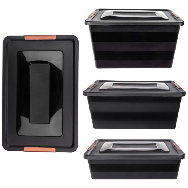 Pojemniki KADAX Z Pokrywą Do Przechowywania Organizer Plastikowy Zestaw 3szt