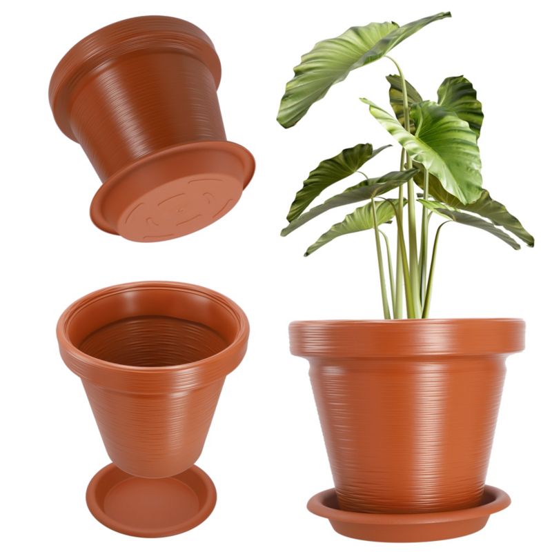 Doniczka KADAX Donica Na Kwiaty 39cm Osłonka Z Podstawką Rośliny Ceglasta 1 szt.