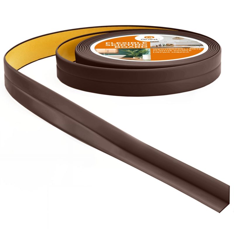 Listwa wykończeniowa PCV 10x10 mm, samoprzylepna, elastyczna, miękka taśma dekoracyjna, ciemny brąz, 5 m