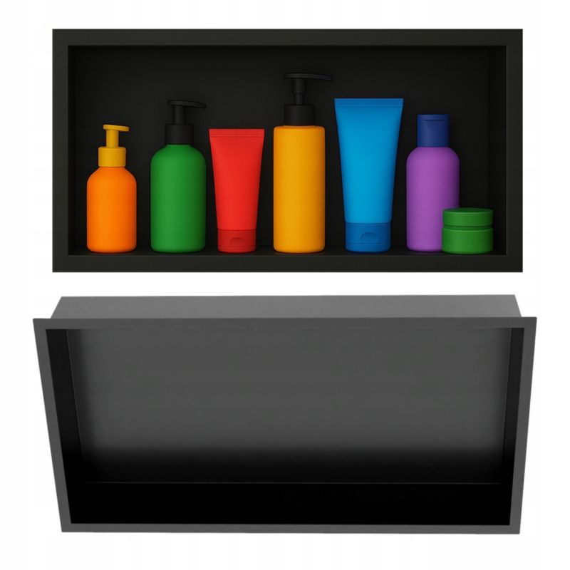 Półka łazienkowa wnękowa Estiva FALEZA Black 60x30x10 cm czarna 1 szt.