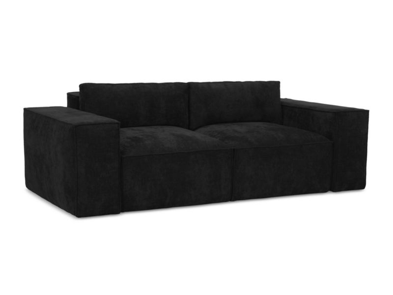 Kanapa 2-osobowa z funkcją spania LaMiaSofa Asti z tkaniny szenilowej 233x113 cm czarny 1 szt.