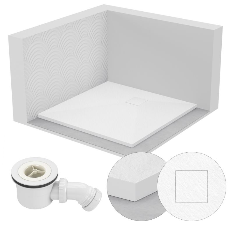 Brodzik prysznicowy SEVANTE STONE kwadratowy 80x80 biały z syfonem 1 szt.