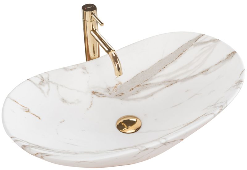 Umywalka Nablatowa Rea Royal Lava Matt Owalna Biały 62X36X16Cm 1 Szt