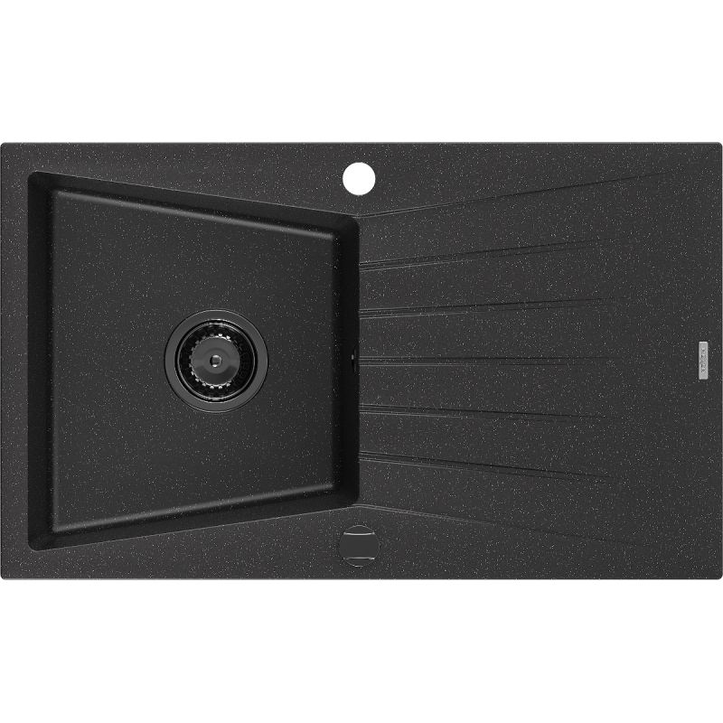 Zlewozmywak wpuszczany Mexen Cesar 1-komorowy czarny/srebrny metalik 775x470 mm 6514771010-73-B