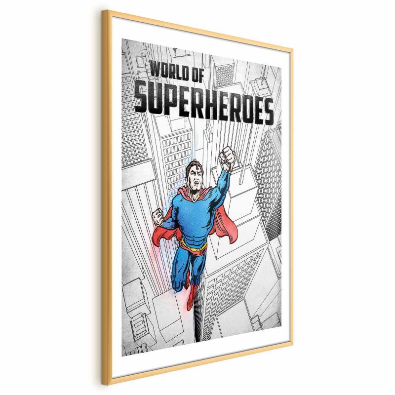 Plakat Artgeist Superheroes 21x30 cm z ramą złotą z marginesem 1 szt