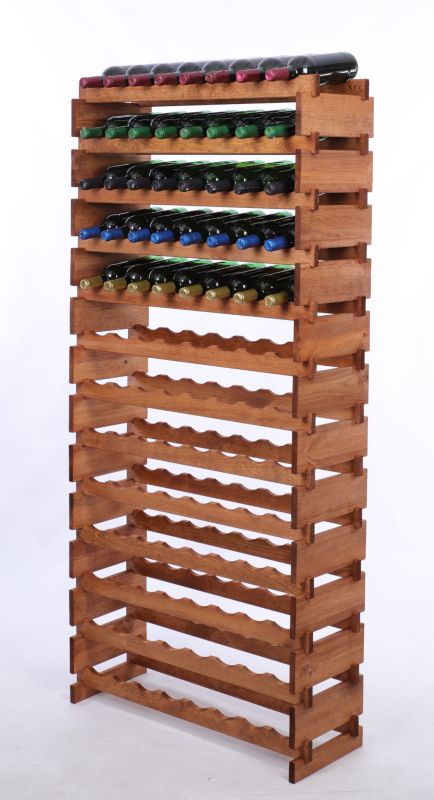 Stojak na wino MODO24 regał modułowy na butelki 13 leżni x 8 butelek montaż bez narzędzi impregnacja brązowa 1 szt.