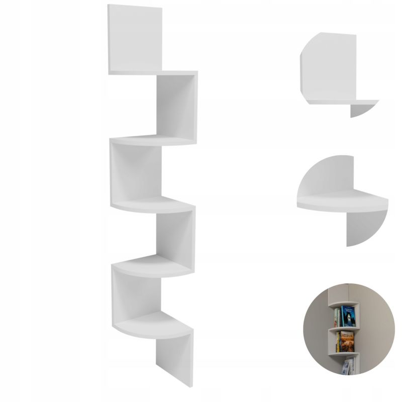 Półka wisząca Matkam regał narożny ZYGZAK biały 1 szt.