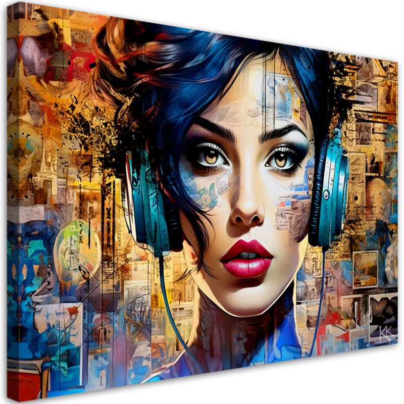 Obraz do salonu sypialni Feeby Kobieta Muzyka Abstrakcja 90x60 cm 1szt