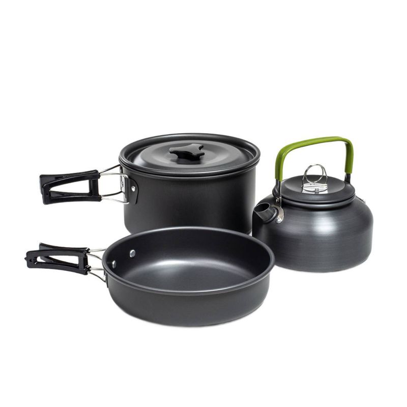 Zestaw garnków Be-active.pl naczynia turystyczne pod namiot kemping czarny 1 zestaw