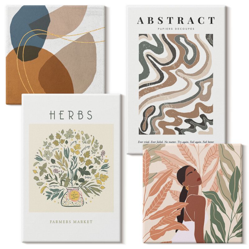 Galeria Obrazów Na Płótnie Wallfluent Boho pastelowe postery minimalistyczne 4 szt.