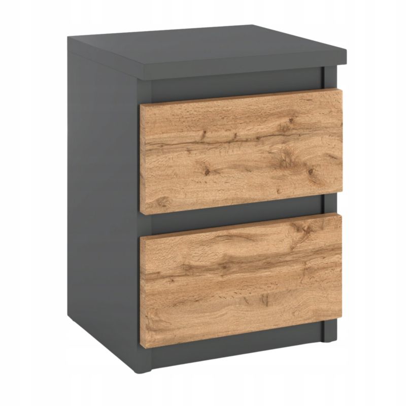 Szafka Nocna Stiv-Meble 2 Szuflady 30 Cm Szary Mat Dąb Wotan 30X30X40 Cm 1Szt.