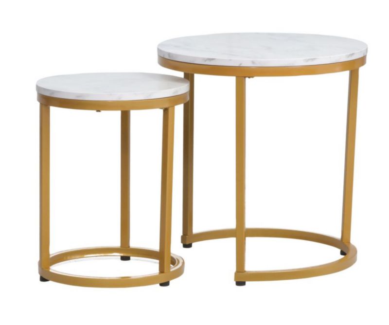 Zestaw 2 ław HOLA biały marmur/złoty SIGNAL 1 szt.