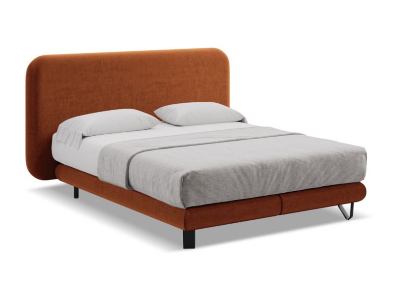 Łóżko LaMiaSofa Ilima z weluru 160x200 terakota 1 szt.