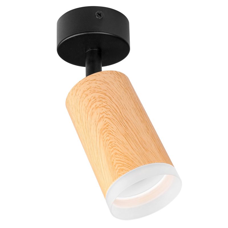 Lampa sufitowa GU10 LED MasterLED Woody IP20 ruchoma punktowa czarna drewno spot kinkiet 1 szt.