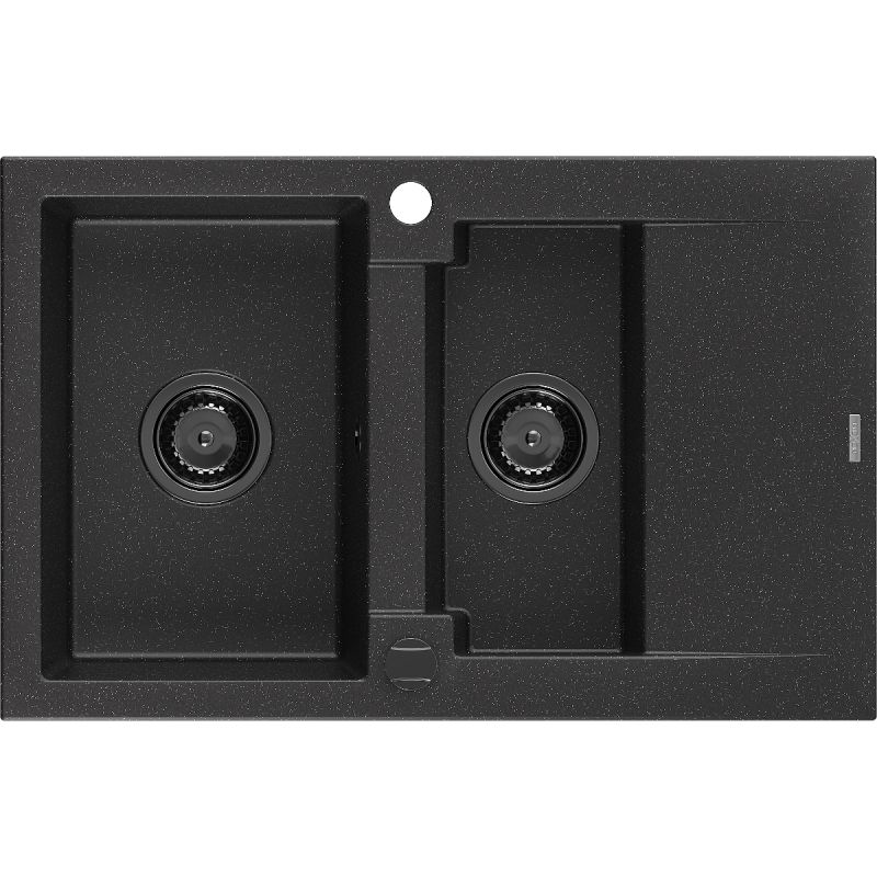 Zlewozmywak wpuszczany Mexen Gaspar 1,5-komorowy czarny/srebrny metalik 737 x 475 mm - 6507731505-73 1 szt.