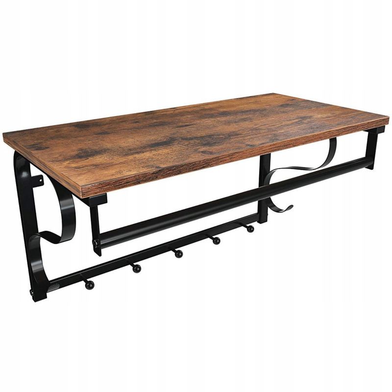 Półka ścienna Matkam wisząca z wieszakami VAS brąz-czarny 1 szt.