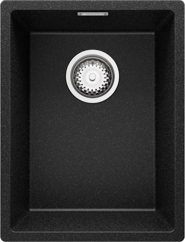 Zlewozmywak Londyn Slim PRIMAGRAN Nablatowy 36x47cm do szafki od 40cm, Grafitowy + Syfon, S029, 1 szt.