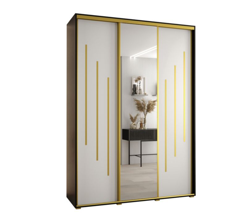 Szafa przesuwna Abiks DAVOS 9 wysoka szer.170cm gł.60cm czarny/biały/złoty 1szt.