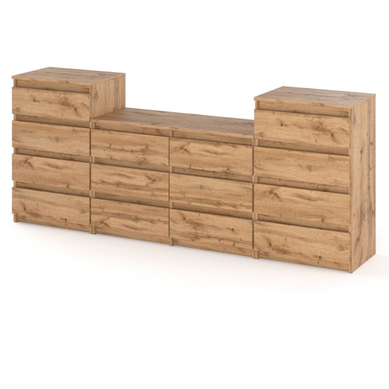 Komoda Hurtownia-Mebli Szuflady 14 Zestaw komód Hugo 464 220cm Dąb Wotan Dąb Wotan 220x33.5x92.5 cm 1szt.