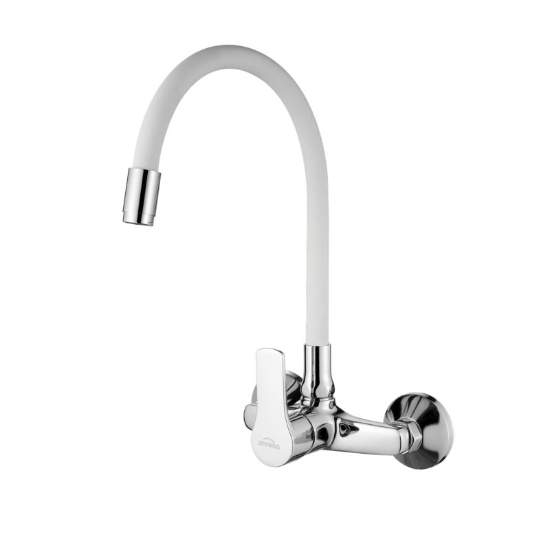 Bateria kuchenna zlewozmywakowa Invena Verso z elastyczną wylewką biały, srebrny 1szt.