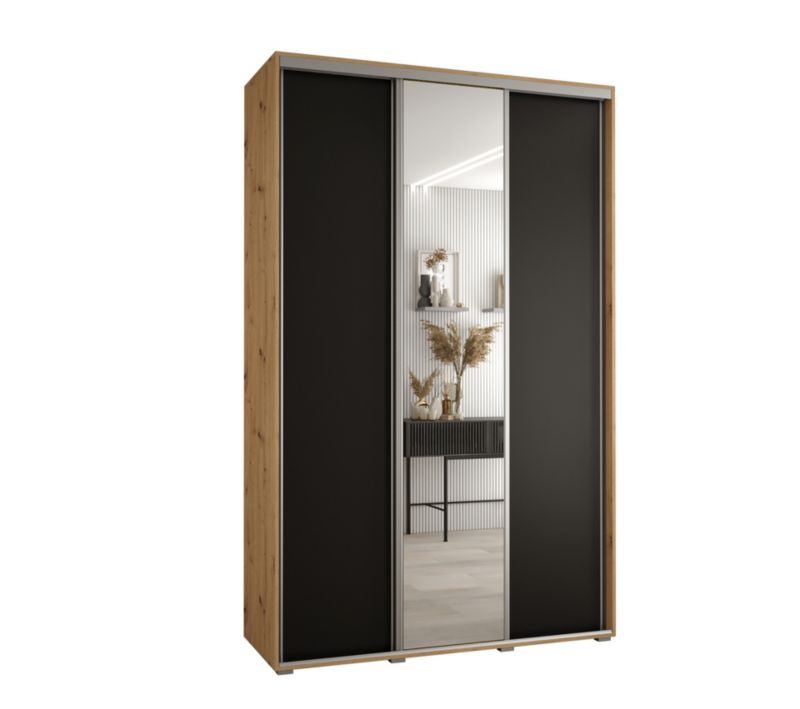 Szafa przesuwna Abiks DAVOS 3 wysoka szer.150cm gł.60cm artisan/czarny/srebrny 1szt.