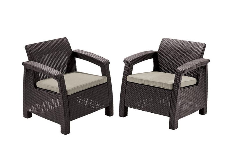 Fotel ogrodowy Keter Corfu Duo 2szt. w zestawie Brąz, 1 kpl.