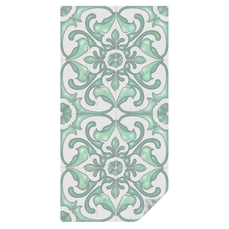 Folia Mrożona Witraż Tulup 50x100 cm Naklejka Maskująca Szybę Florystyczne zielone wzory symetryczne 1 rol.