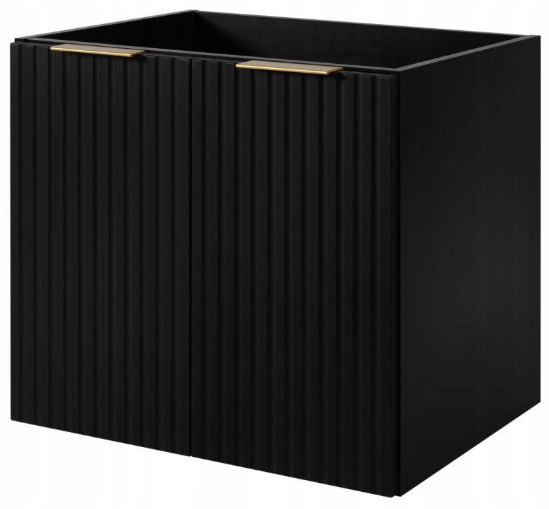 Szafka łazienkowa Furnidea pod umywalkę 60 cm wisząca ryflowana 2 drzwi czarny mat Flow 1 szt.