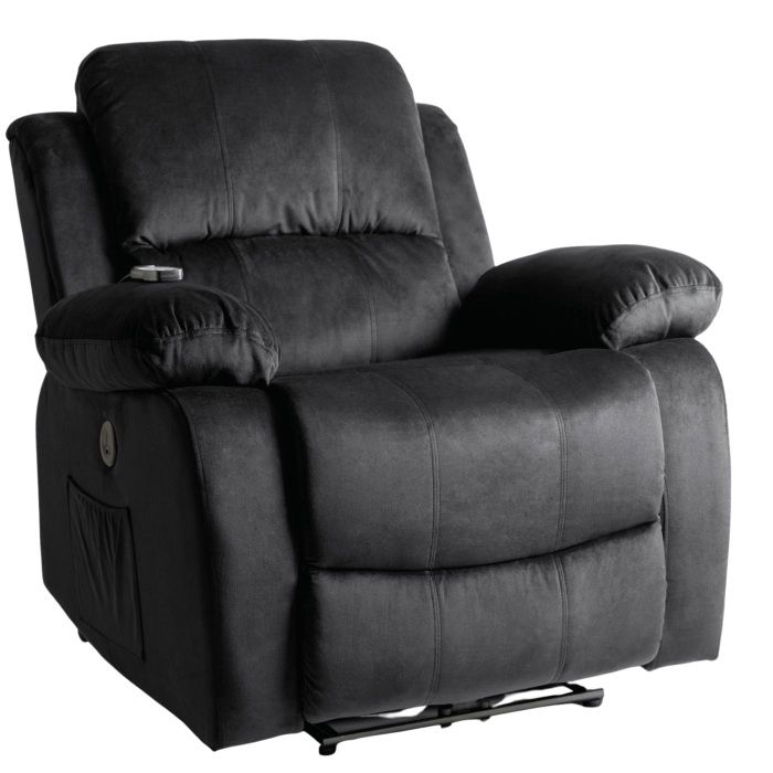 Fotel Mebel Elite ARON Elektryczny Rozkładany do Spania Wypoczynkowy do Salonu Czarny 1 szt