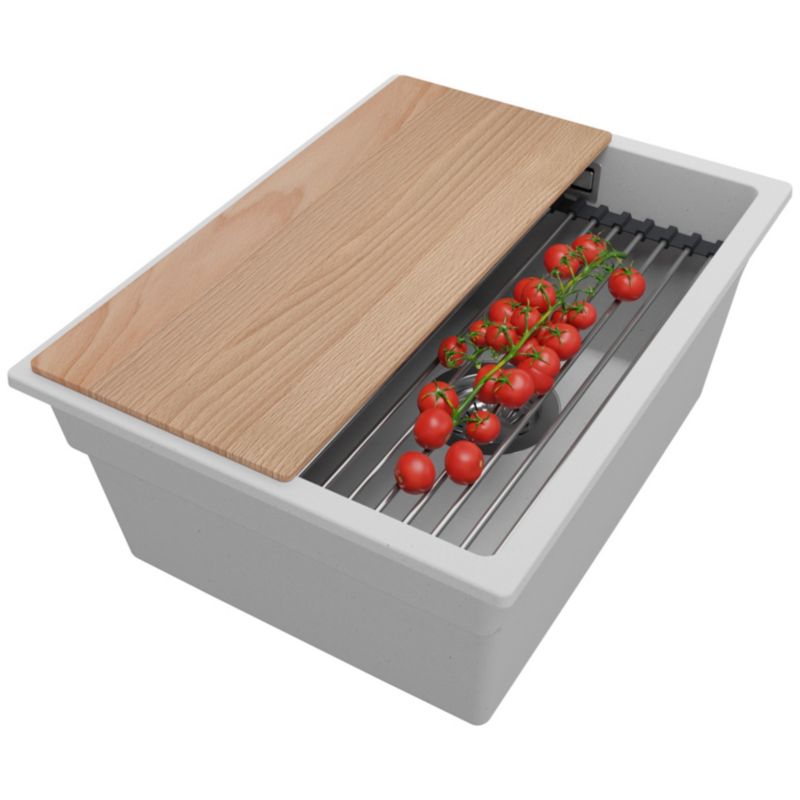 Zlewozmywak Praga Slim PRIMAGRAN Nablatowy 36x47cm do szafki od 40cm z Syfonem i Dodatkiem Szary 1 szt.