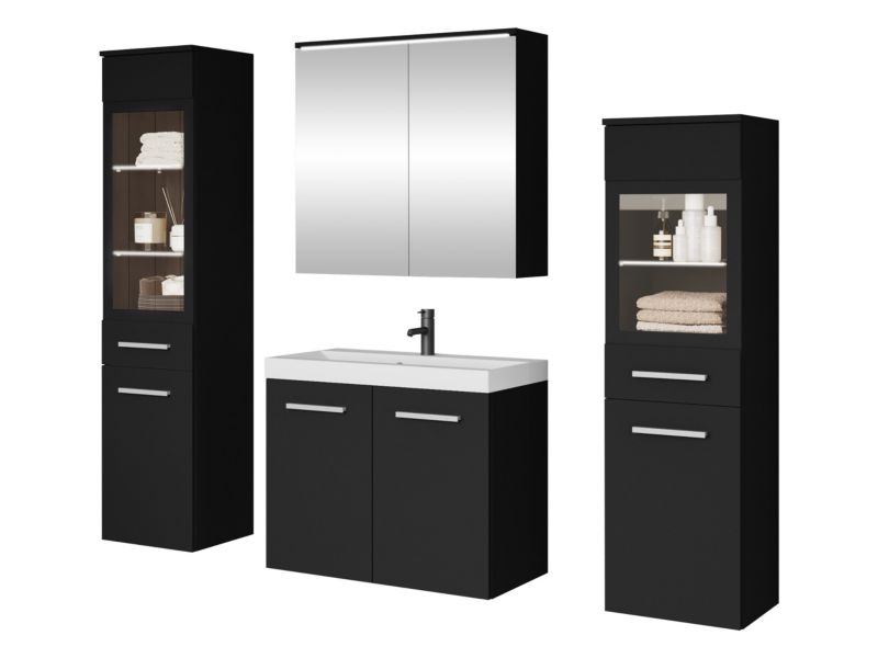 Meble łazienkowe MIRJAN 24 Madrit II z oświetleniem LED czarny grafit 1 kpl.