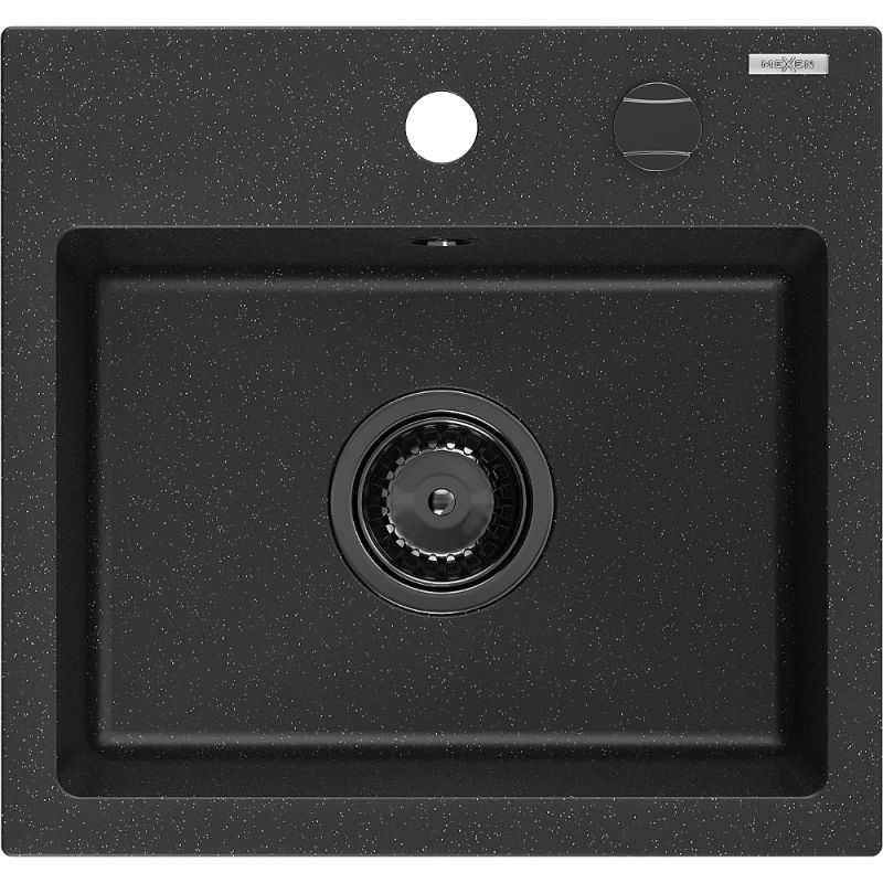Zlewozmywak granitowy Mexen Milo 1-komorowy czarny/złoty 435x410 mm - 6505441000-75-B 1 szt.