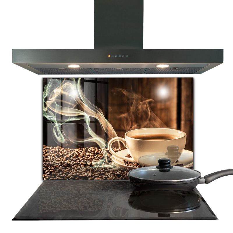 Osłona kuchenna do kuchni Wallfluent 80x60 cm Filiżanka z Kawą Szklany 1 szt.