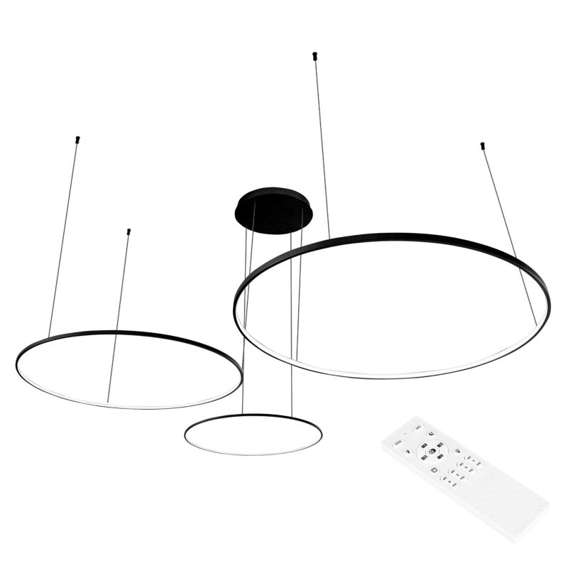 Żyrandol LED MasterLED Hodo 40/60/80cm 116W regulacja barwy światła lampa sufitowa wisząca z pilotem czarna 1 szt.