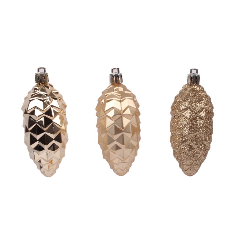 Szyszki 6 cm złote 3 szt.