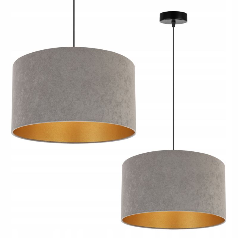 Lampa sufitowa wisząca Light Home LH Mediolan Welur 1x E27 60W zimny szary/złoty 35cm 1szt.