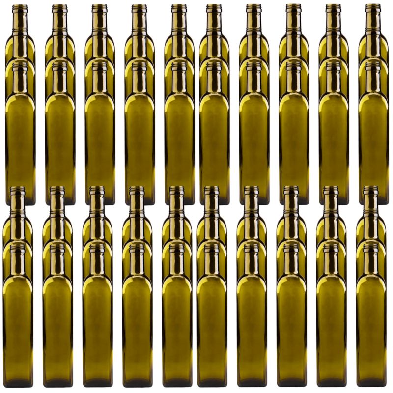 Butelki szklane MODO24 500 ml maraska kwadratowa zielona na oliwę fi 31 bez nakrętek 60 szt.