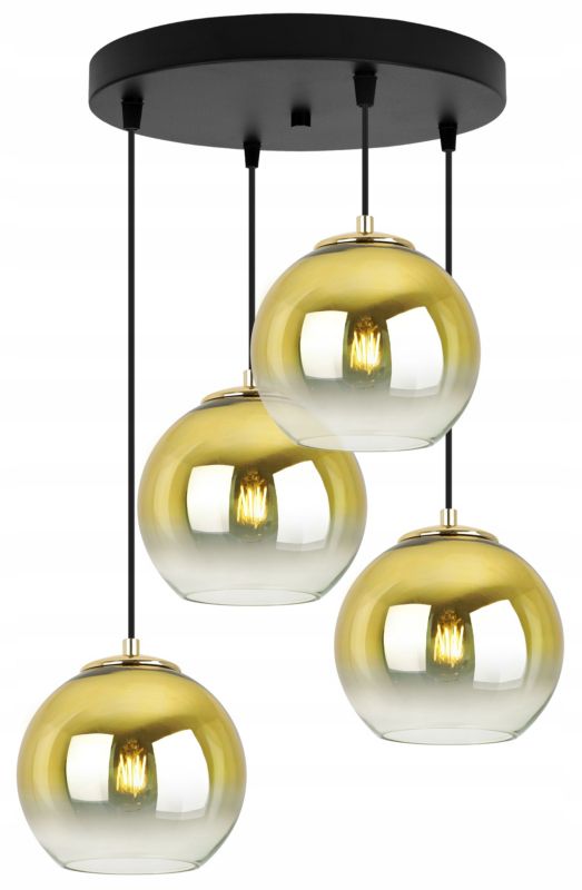 Lampa sufitowa wisząca Light Home LH Bergen Gold 4x E27 60W okrągły klosz 15cm złoty 1szt.