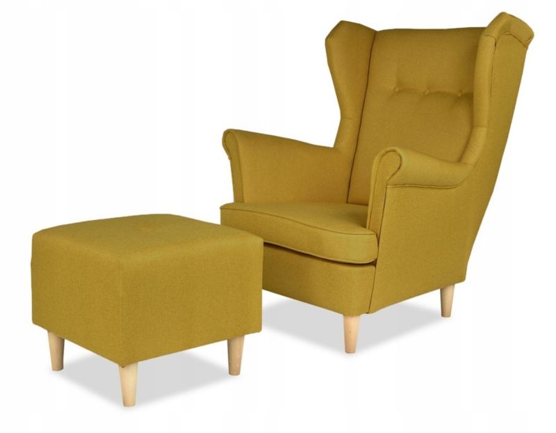 Fotel uszak do salonu z podnóżkiem Family Meble ARI oliwkowy 1szt