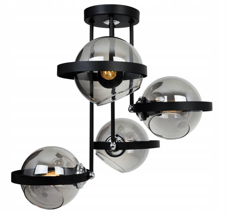 Lampa sufitowa wisząca Light Home LH Ring 4x E27 60W czarny/srebrny 1szt.