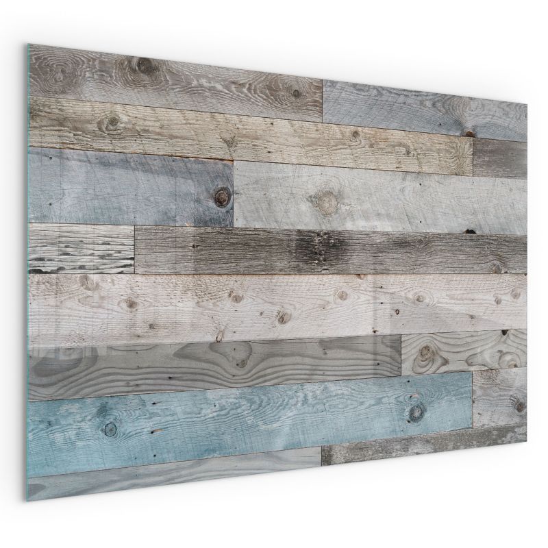 Szklana Podkładka Pod Kominek Prostokąt Wallfluent 120x80 cm Drewniane deski w wielu tonacjach 1 szt.