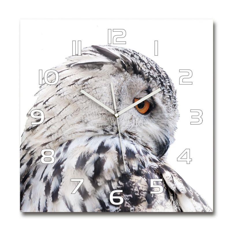 Zegar szklany Tulup Biała sowa 30x30 cm cm cichy 1 szt.
